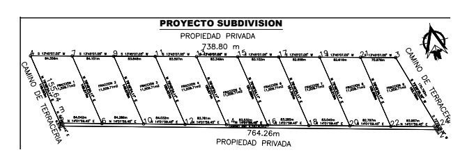 Propuesta de subdivisión: vista parcial de un plano real, sin datos de identificación.
